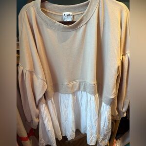 Arula Cream and White Edie Sweatshirt Dress